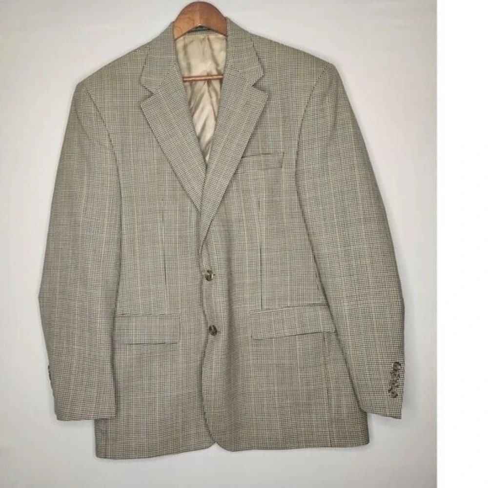 Lauren‎ Ralph Lauren Blazer Men's 44R Wool Houndstooth Sports Coat Jacket